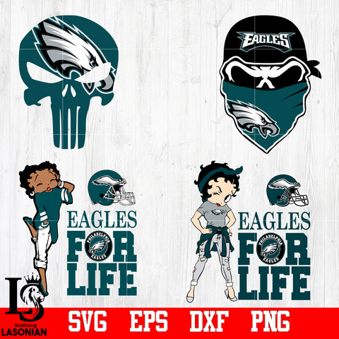 Philadelphia Eagles bundles, skull, for life svg,eps,dxf,png file