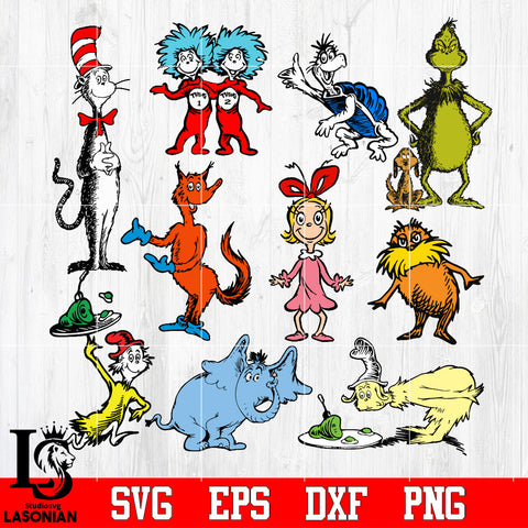 bundle Dr Seuss Small Wall, thing 1, thing 2, grich svg dxf png file