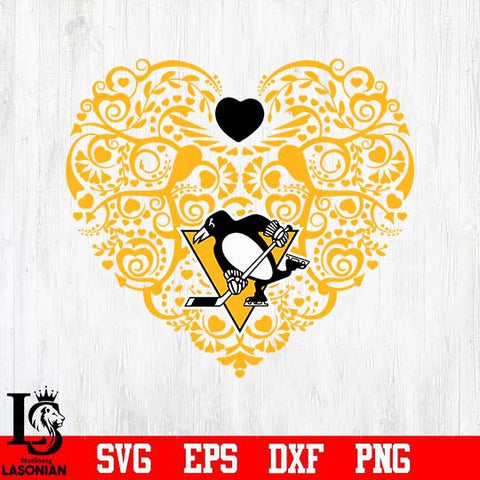 Pittsburgh Penguins heart svg dxf eps png file