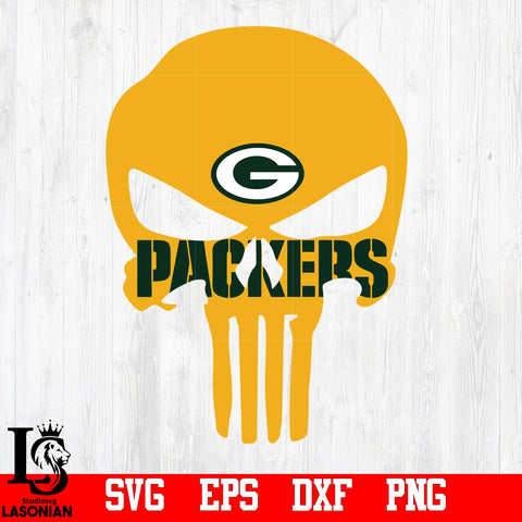 Punisher Skull Green Bay Packers svg,eps,dxf,png file