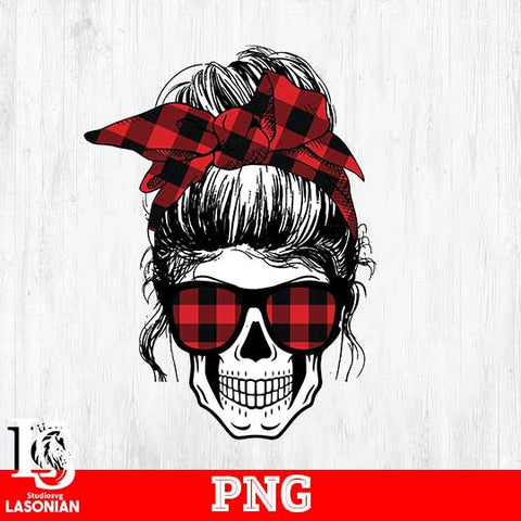 Red Plaid Mom Skull Sublimation png file