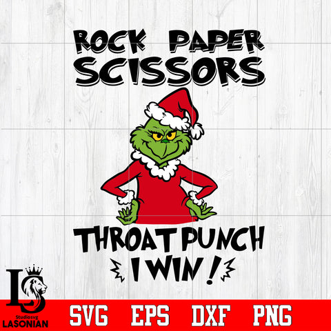 Rock Paper Scissors Throat Punch I Win Grinch Svg Dxf Eps Png file