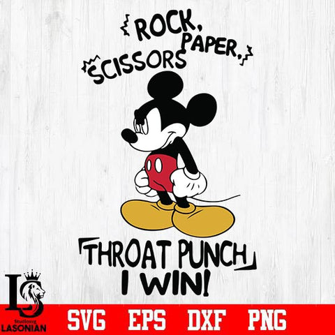 Rock paper scissors throat punch i win mickey svg, png, dxf, eps digital file