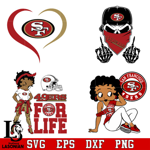 San Francisco 49ers Bundles Betty Boop, Heart,For Life,Skull svg,dxf,eps,png file