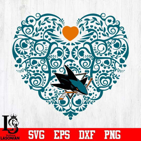San Jose Sharks heart svg dxf eps png file