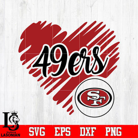 San Francisco 49ers Logo,San Francisco 49ers Heart NFL Svg Dxf Eps Png file