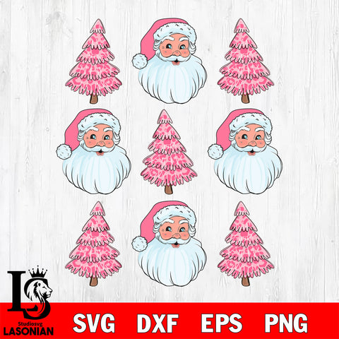 Santa Clause christmas pink svg eps dxf png file, digital download