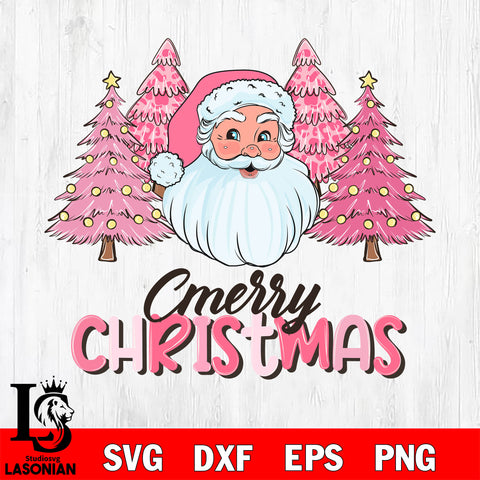 Santa Clause pink  merry chrismas svg eps dxf png file, digital download