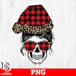 Santa reverse plaid leopard Mom Skull Sublimation png file