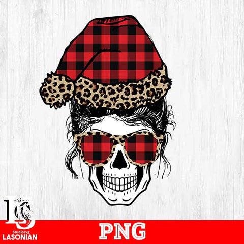 Santa reverse plaid leopard Mom Skull Sublimation png file