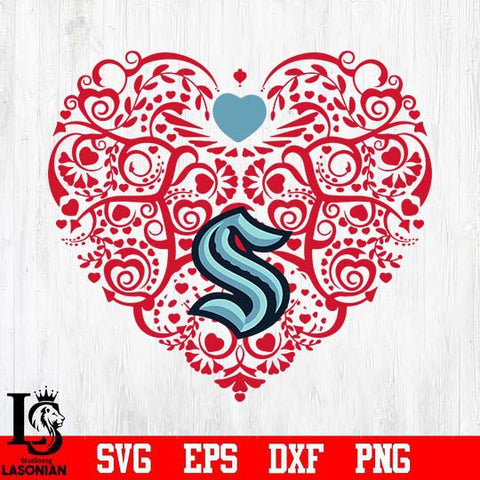 Seattle Kraken heart svg dxf eps png file
