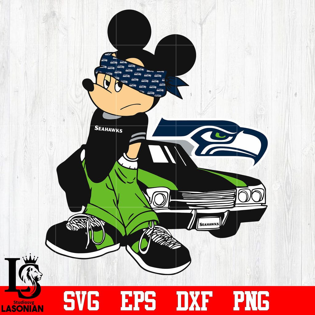 Seattle Seahawks Gangster Mickey Mouse svg eps dxf png file – lasoniansvg, image size:1024x1024