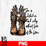 She is clothed in Jeans & boots and rides without fear of the future Png file