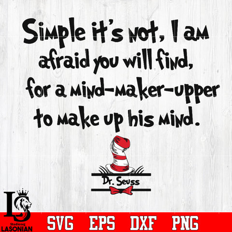 Simple it's not, I am afraid you will find for a mind maker upper to make up his mind Svg Dxf Eps Png file