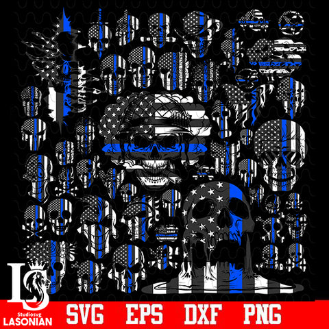 Skulls Police Flag bundle 3 svg dxf eps png file