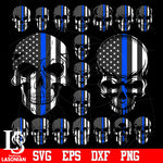 Skulls Police Flag bundle 3 svg eps dxf png file