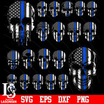 Skulls Police Flag bundle 4 svg eps dxf png file