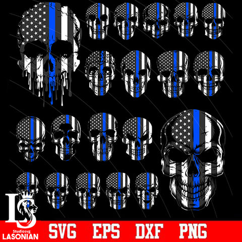 Skulls Police Flag bundle 4 svg eps dxf png file