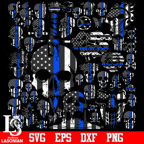 Skulls Police Flag bundle svg dxf eps png file