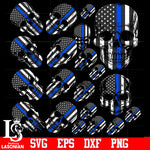 Skulls Police Flag bundle svg eps dxf png file