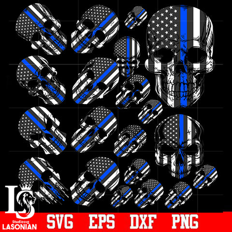 Skulls Police Flag bundle svg eps dxf png file