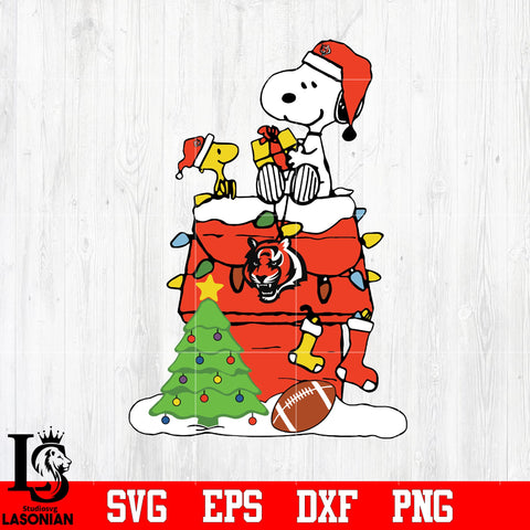 Snoopy merry christmas NFL Cincinnati Bengals svg eps dxf png file