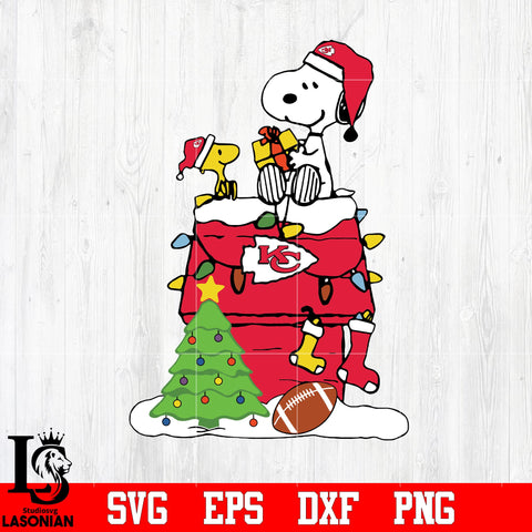 Snoopy merry christmas NFL Kansas City Chiefs svg eps dxf png file