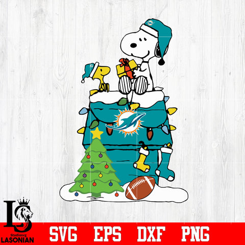 Snoopy merry christmas NFL Miami Dolphins svg eps dxf png file