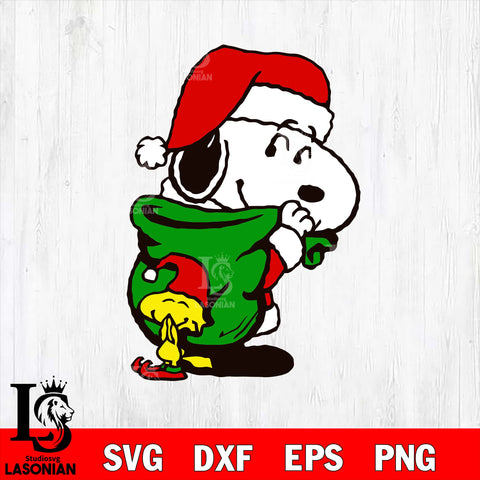 Snoopy christmas 19 svg eps dxf png file, Digital Download