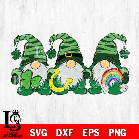 St Patrick's Day, Lucky 3 Gnomes svg eps png dxf file, Digital download