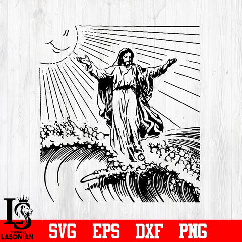 Surfing Jesus svg eps dxf png file