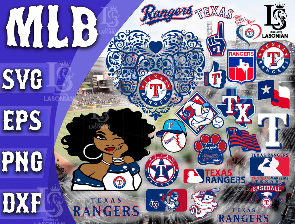 Texas Rangers MLB Svg Cut Files Baseball Clipart Bundle