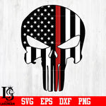 Thin Red Line Punisher Skull svg,eps,dxf,png file
