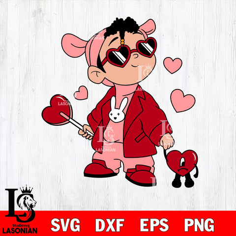 Un Febrero sinti valentines, bad bunny valentines svg , Un San Valentin Sin Ti svg svg eps dxf png file, digital download