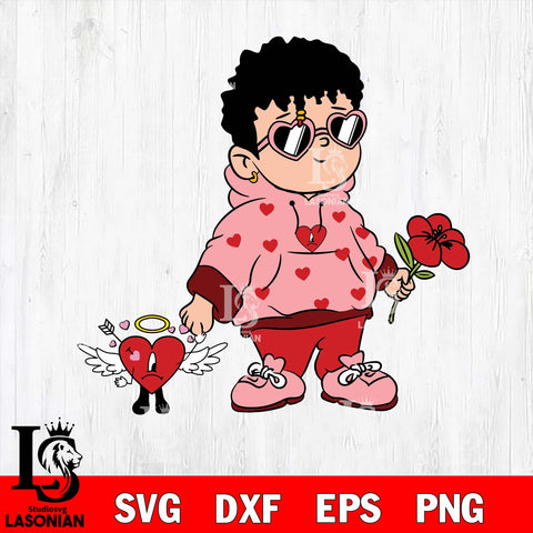 Un Febrero sinti valentines, bad bunny valentines svg  , Un San Valentin Sin Ti svg svg eps dxf png file, digital download