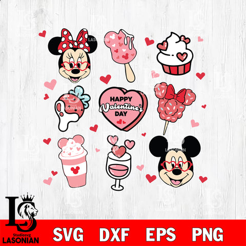 Happy Valentine's Day Svg, Valentine Doodle, Valentine Friends, mickey valentine's day svg eps dxf png file, digital download