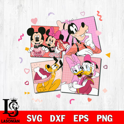 Mickey and Friends 80s Retro Valentines Day svg, disney valentine's day svg eps dxf png file, digital download
