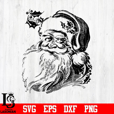 Vintage Christmas ,Santa Head ,Santa Face svg eps dxf png file