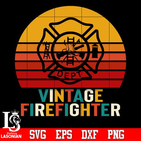 Vintage firefighter Svg Dxf Eps Png file