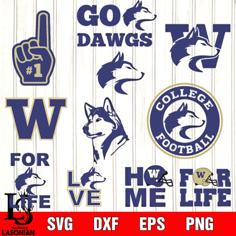 Washington Huskies svg,Bundle Logo Washington Huskies football svg eps dxf png file