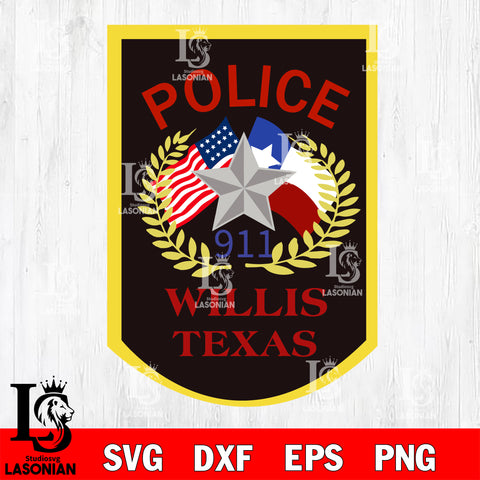 Willis Police Department badge svg eps dxf png file