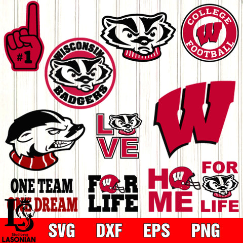 Wisconsin Badgers svg,Bundle Logo Wisconsin Badgers football svg eps dxf png file