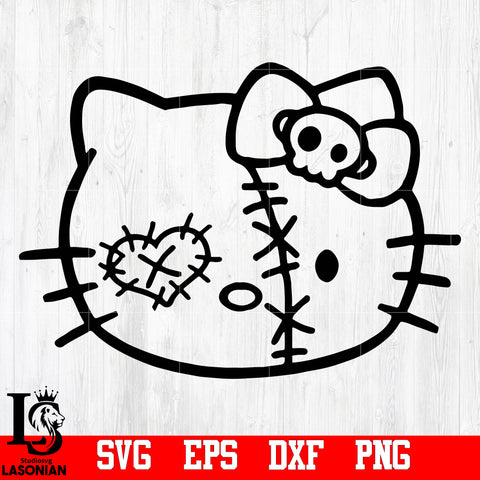 Zombie Hello Kitty Face Svg,Png,Dxf,Eps file