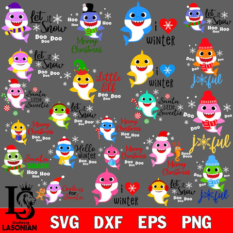 baby shark christmas bundle svg svg eps dxf png file, digital download