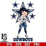 Betty Boop Dallas Cowboys svg,eps,dxf,png file