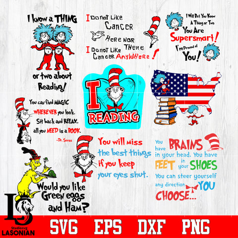 Thing 1 Thing 2 Reading High Quality SVG, Dr Seuss Svg Dxf Eps Png file