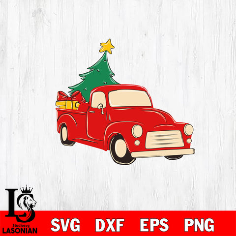 car christmas  svg eps dxf png file, digital download