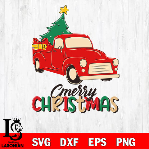 car cmerry christmas svg eps dxf png file, digital download