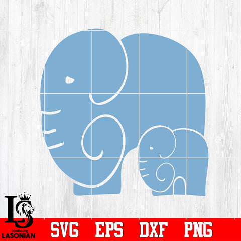 elephant mom and baby Svg Dxf Eps Png file