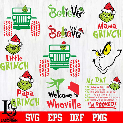 grinch bundle 16 file svg dxf pdf png file